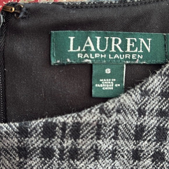 Ralph Lauren  Dress  Midi  Crew neck 3/4 sleeves  black/gray plaid  stretch NWOT - Picture 2 of 16